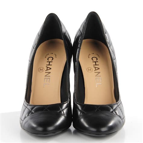 chanel quilted cc perforated cap toe pumps